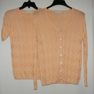 Evelyn & Arthur Coral Silk Top & Cardigan M